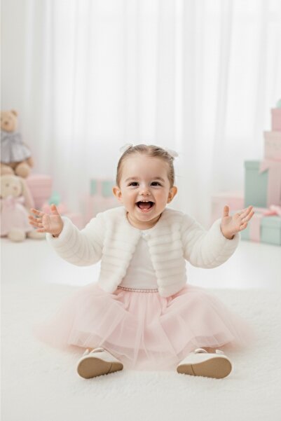 Mnk Baby&Kids Baby Girl Dress with Plush Bolero M00771 Pink