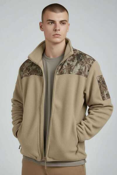 kacaraskerigiyim Premium Camouflage Detailed Fleece Jacket Coat Men