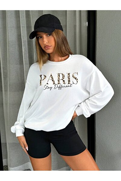 trendypassion Unisex Paris Stay Different Design Printed Crew Neck Sweatshirt