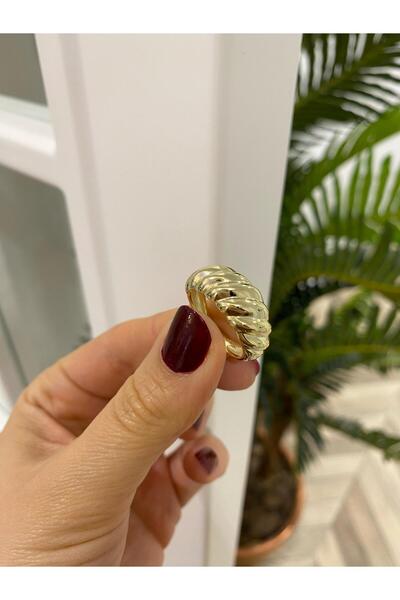 bestmysilver Kadın Gümüş İthal Gold İstiridye Yüzük