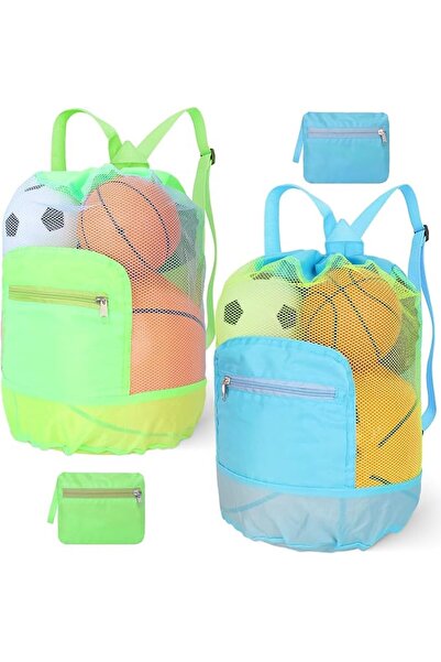 Arabest 2PCS Beach Backpack Mesh Drawstring Bags for Kids Men Women, Mesh Bag for Gym Sports