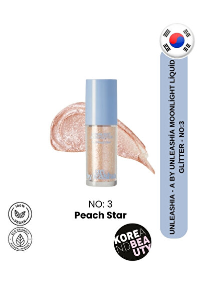 UNLEASHIA Moonlight Liquid Glitter | Işıltılı Vegan Likit Göz Farı N°3 Peach Star