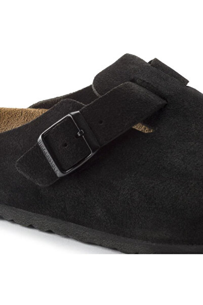 Birkenstock Boston Soft Footbed Suede Leather - Black