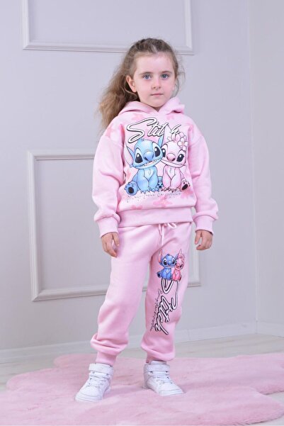 MODA AÇELYA Girl's 3'Ip Hooded Printed Set