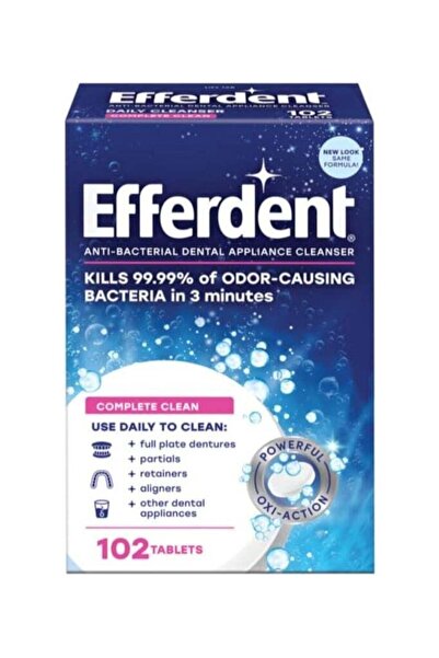 efferdent منظف أجهزة الأسنان المضاد للبكتيريا ١٠٢ قرصًا
