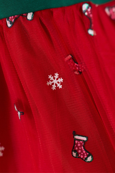 Le Mabelle Green Christmas Themed Tulle Skirt Baby Girl Dress - Annabel