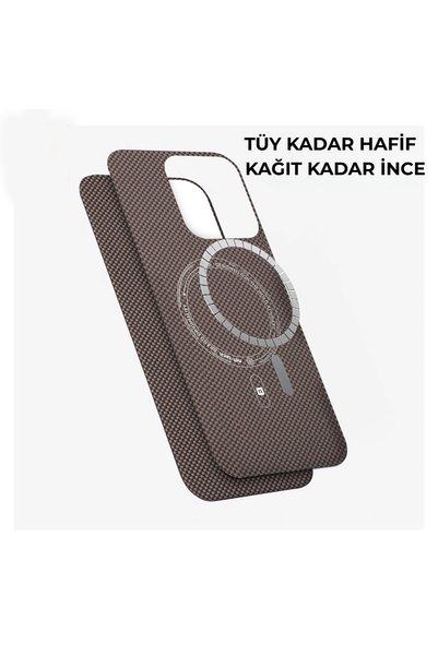 Boğazören iPhone Kevlar Case iPhone 15 Pro Desert Color Titanium Magsafe Case Case Cover Karbo Protection Desert Color
