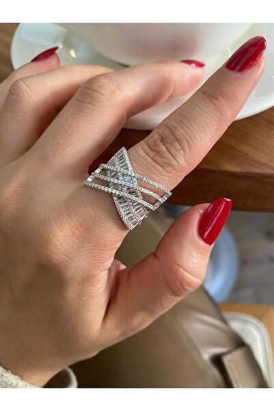 bestmysilver Kadın Gümüş Baget Taşlı Zirkon Yüzük 0538