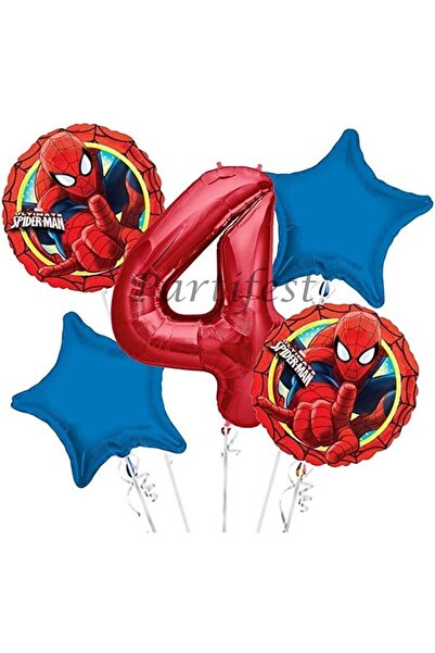 Parti Station Örümcek Adam 4 Yaş Balon Set Balon Folyo Set Konsept Doğum Günü...