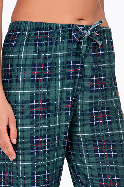 Kompedan Kadın Süet Kareli Pijama Tek Alt