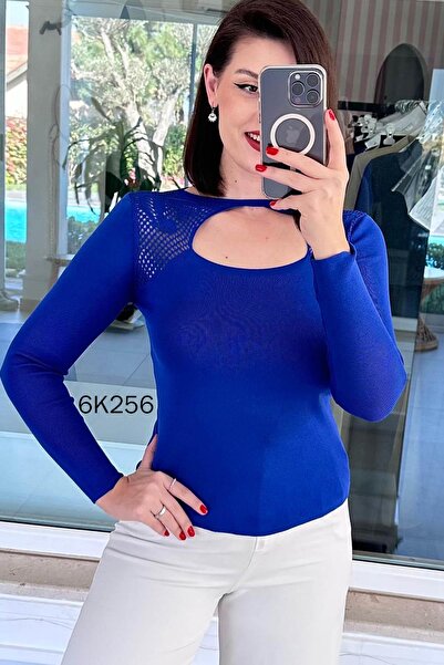 İnce Topuk Open under Collar Lace-Like Knit Knitwear Body 6K256