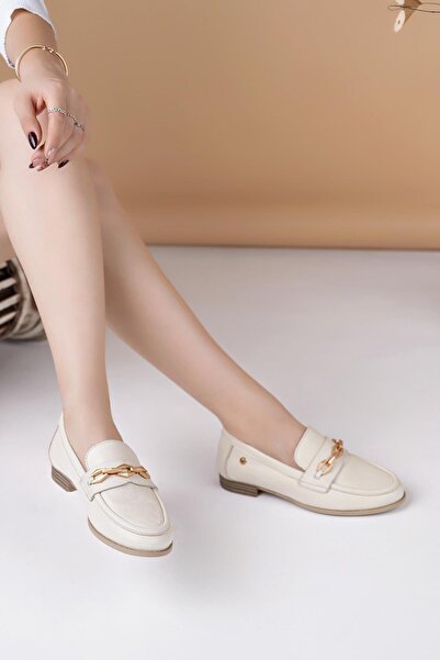 Mammamia D25Ya 3315 Cream Genuine Leather Masculine Women's Shoes