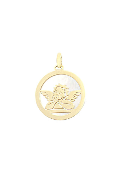 Bijuteria SORELLY Pandantiv reversibil Ingeras din aur de 14k cu piatră de sidef