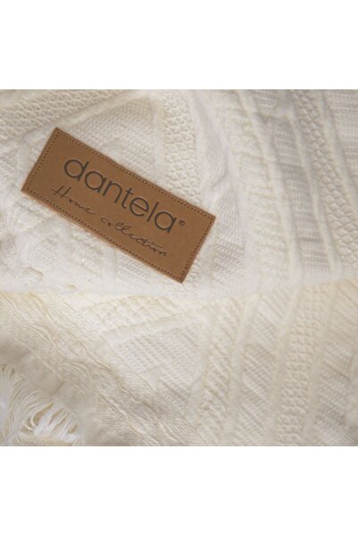 Dantela Lumia Ethnic Pattern Bedspread - Cream