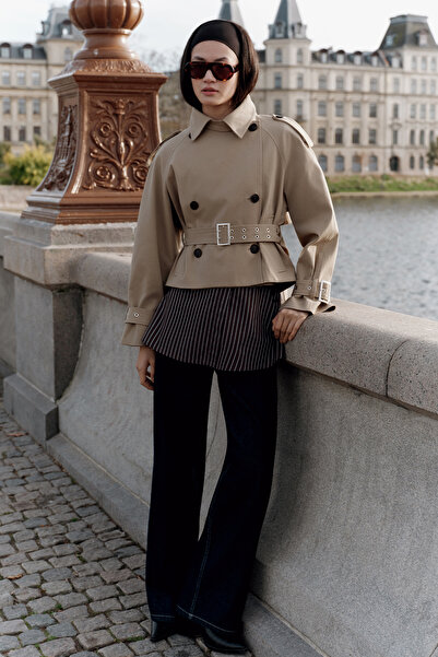 Manuka Belted Short Trench Coat Sand