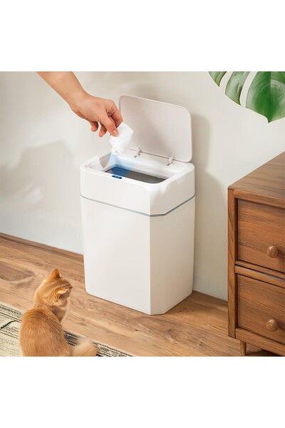 AyrStore 4147 Hareket Sensörlü Sessiz Kapatma Çöp Kutusu Banyo Mutfak Çöp Kov...