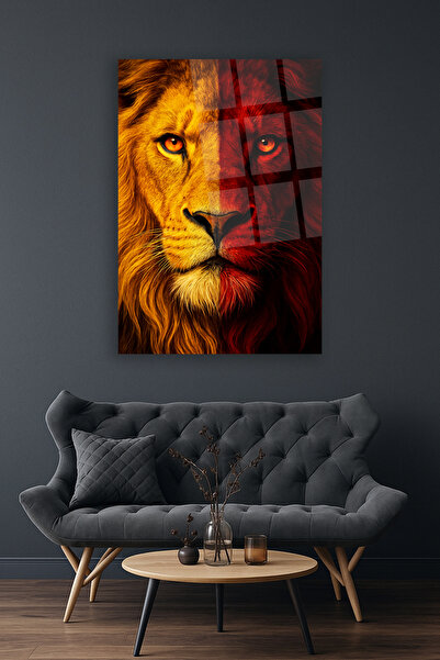 TAULART Sari Red Lion Glass Table Luxury Unbreakable Glass Table Football Table Team Table