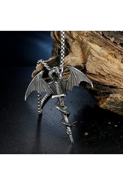 Viking قلادة من الفولاذ المقاوم للصدأ 316L بتصميم التنين ذات جودة عالية