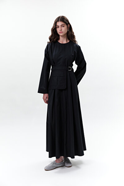 Manuka Dress with Pocket and Belt Detail Navy Blue
