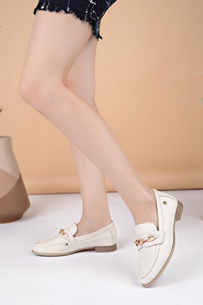 Mammamia D25Ya 3315 Cream Genuine Leather Masculine Women's Shoes