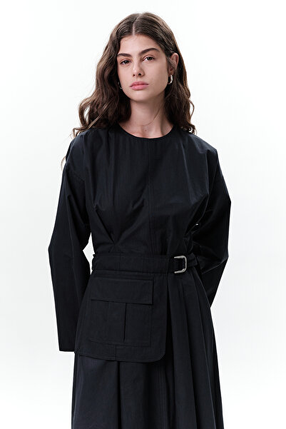 Manuka Dress with Pocket and Belt Detail Navy Blue
