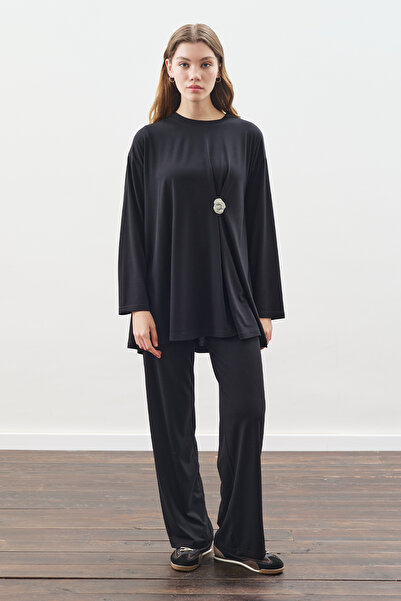 Manuka Knot Design Pants Suit Black