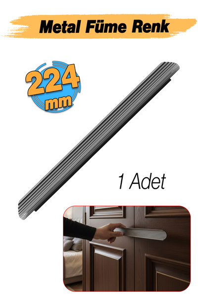 Badem10 Channel Handle Smoked Channel Patterned 224 mm 24 cm Metal Furniture Drawer Cabinet Door Handle Modern Handles