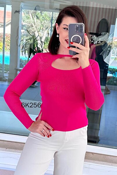 İnce Topuk Open under Collar Lace-Like Knit Knitwear Body 6K256