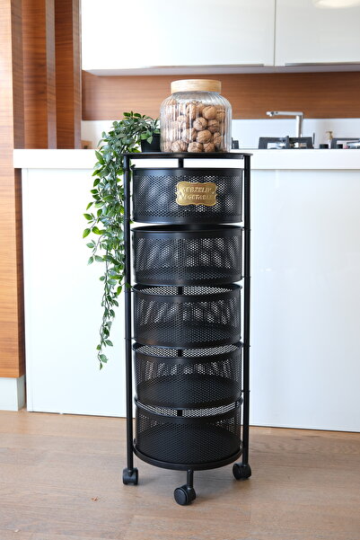 mixerhome 5 Katlı Tekerlekli Metal Sebzelik – Açılır Kapanır, Paslanmaz