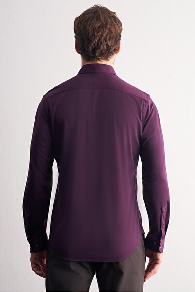 İmza Смугаста сорочка з довгими рукавами та еластичною талією, з фіолетовими ґудзиками на комірі 1004255270