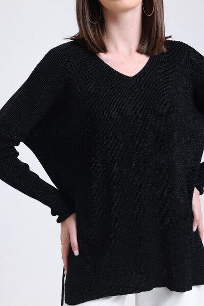 Moda Days Women's V-Neck Batwing Sleeve Knitwear Blouse Standard Size