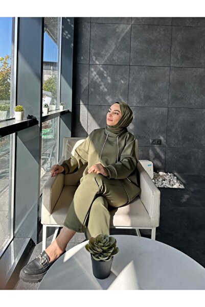 She Olive Scuba Pants Suit Green