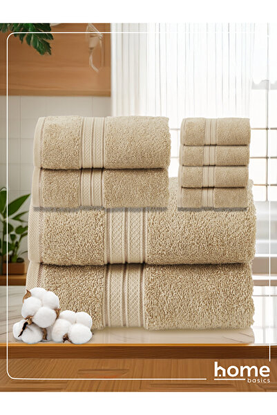 Donetella 8 Pcs Premium Towel Set – 100% Combed Cotton 600 GSM, Soft, Quick Dry & Absorbent for Bath & Gym.