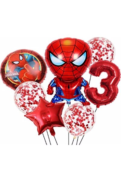 Parti Station Spider-Man Concept 3 Year Old Balloon Set Birthday Set Age Balloon Set