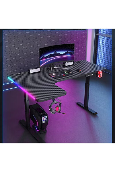 KEKE مكتب ألعاب قابل لتعديل الارتفاع مع أضواء LED RGB، جهاز تحكم عن بعد لاسلك...