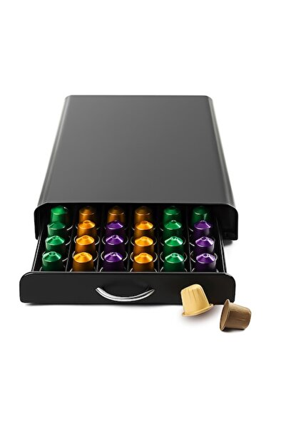 HAPPY JOKER Suport cafea pentru 60 capsule Nespresso, HAPPY JOKER, tip sertar, metal, 39x26x6.5cm