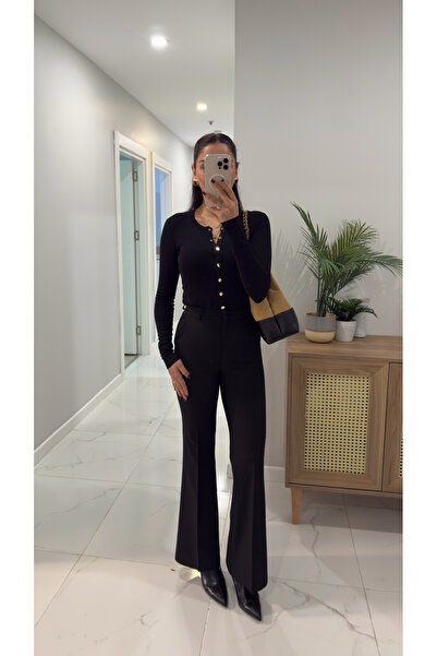 BİRCANÇİL Detra Black Flared Trousers