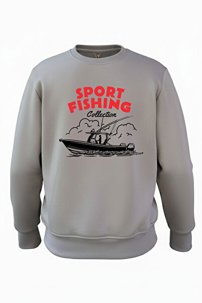 WİDİ صيد الأسماك بالقارب مع صنارة الصيد B مطبوع 3 İp Şa مبطن بالصوف 100 سترة ...