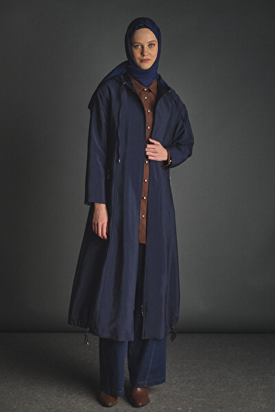 Setrms Kapüşonlu Fermuarlı Bağcıklı Pardesü