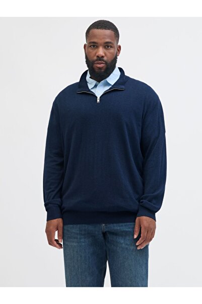 Jack & Jones Plus Sweatshirt mit halbem Reißverschluss Plus Size Strickpullover