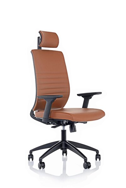 GOLDSİT Kahverengi Makam Koltuğu Morocco 000PA Kumaş Suni Deri Yönetici Sandalyesi