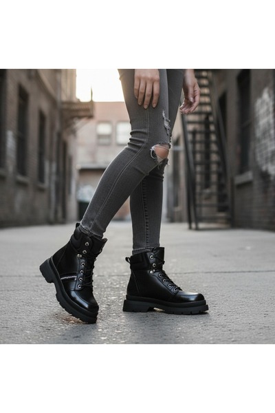 OEM Women's platform boots, fur lined interior, with removable decorative metal accessory, B21-120