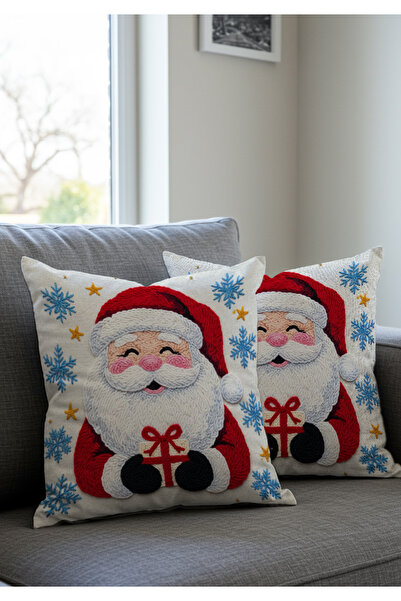 Artvibe مجموعة من غطاءين للوسائد مزخرفة بتصميم سانتا كلوز لعيد الميلاد مكونة ...
