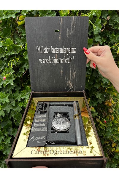 hediye Öğretmene Özel Seti | Kalem, Köstekli Saat ve Kitap Ayracı