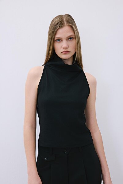 rue Degaje Collar Wool Black Blouse