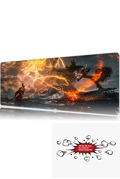 urzuva Flamebound Duel 90x40 4MM Kalınlık Premium Gaming oyuncu mousepad, Ant...