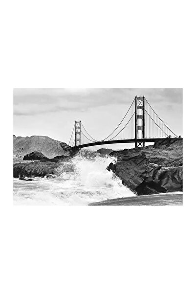 Tapetcenter Black & White Golden Gate Bridge Wall Mural, Wizard & Genius 967