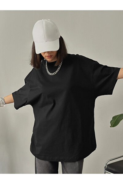 YAKAMEL TRICOU UNISEX OVERSIZE BASIC CU MÂNECĂ SCURTĂ, CU FORMĂ LARGĂ