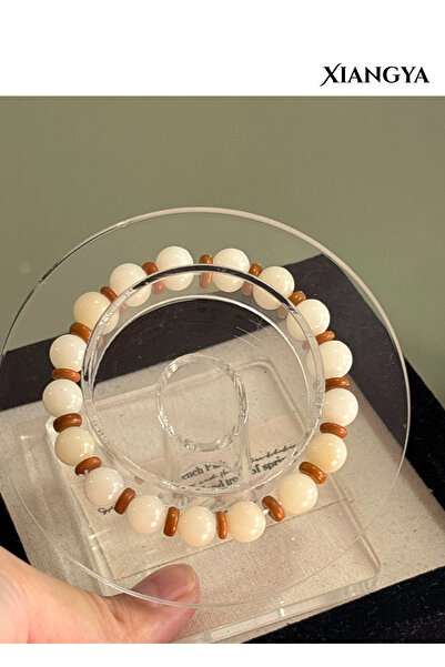 XIANGYA Bijou Bracelet White Bodhi Bracelet with Warm Brown | Apricot Calm