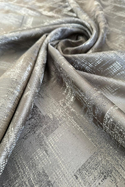 ASDİVA Jacquard Woven Drawstring Extrafoam Single Panel Non-Pleated Sequin Detailed Mink Gray Background Curtain